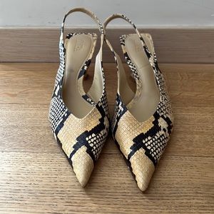 Zara snake skin sling back heel